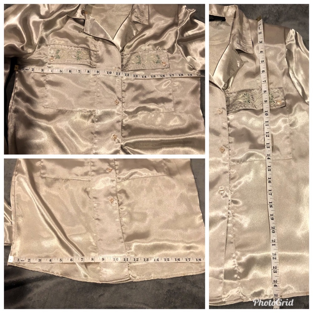 Vintage Button Up Blouse Satin Versatile Size 10 - Picture 8 of 8